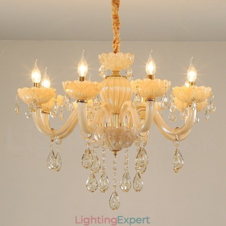 8 Light Luxurious Champagne Crystal Candle Chandelier 8 Light Luxurious Champagne Crystal Candle Chandelier