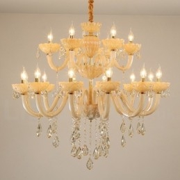 18 (12+6) Light Luxurious Champagne Crystal Candle Chandelier