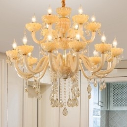 18 (12+6) Light Luxurious Champagne Crystal Candle Chandelier