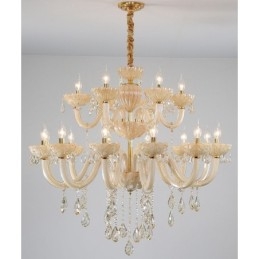 18 (12+6) Light Luxurious Champagne Crystal Candle Chandelier