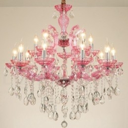 Multi Colours 18 (12+6) Light Luxurious Crystal Candle Chandelier with Clear Crystal