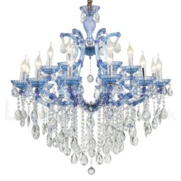 Multi Colours 18 (12+6) Light Luxurious Crystal Candle Chandelier with Clear Crystal