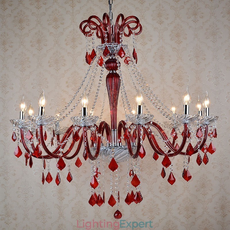 Red Crystal Candle Chandelier