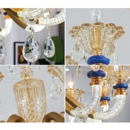 6 Light Modern Contemporary Champagne Candle Chandelier with Crystal