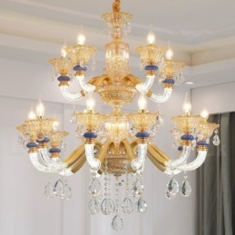 15 (10+5) Light Modern Contemporary Champagne Candle Chandelier with Crystal