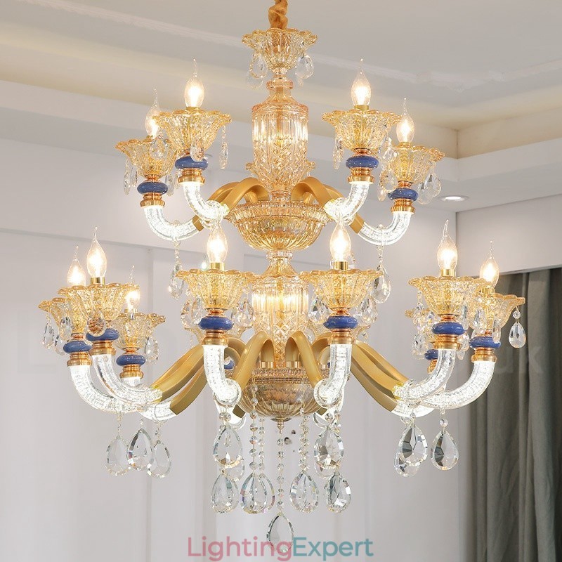 15 (10+5) Light Modern Contemporary Champagne Candle Chandelier with Crystal