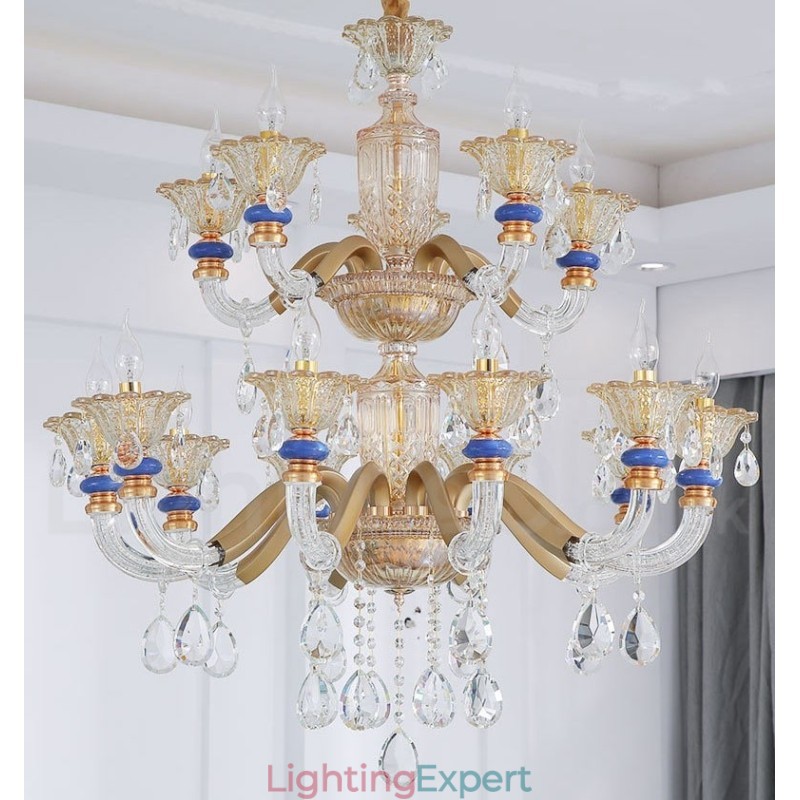 15 (10+5) Light Modern Contemporary Champagne Candle Chandelier with Crystal