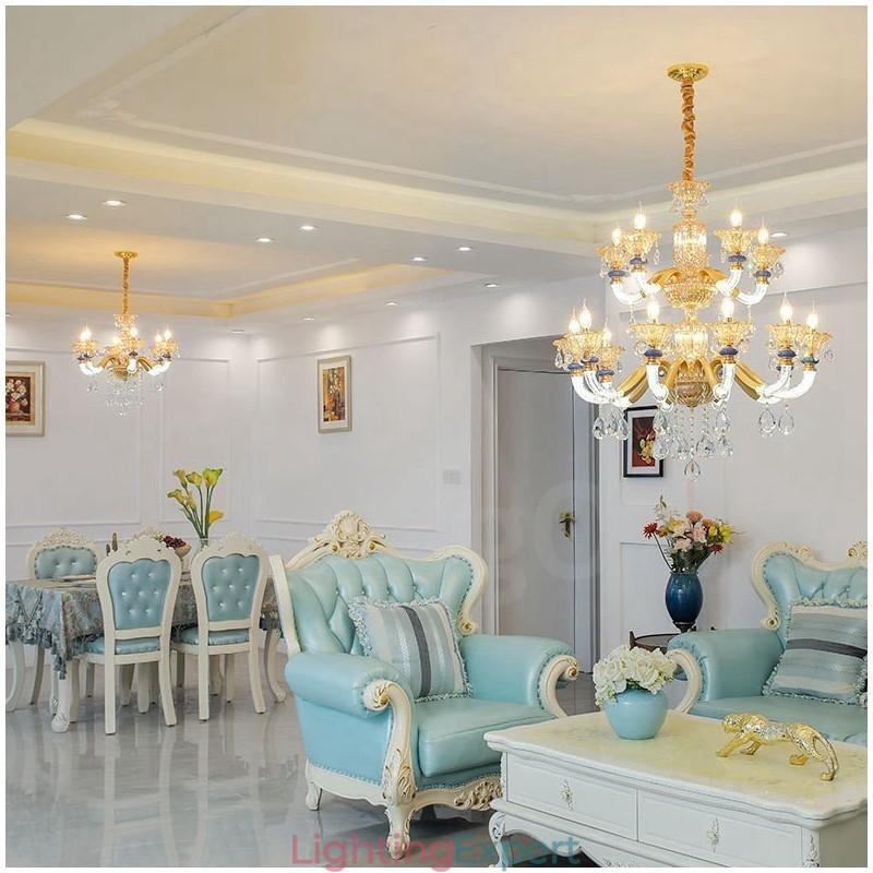 15 (10+5) Light Modern Contemporary Champagne Candle Chandelier with Crystal