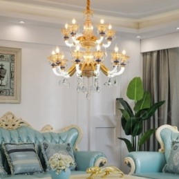 15 (10+5) Light Modern Contemporary Champagne Candle Chandelier with Crystal