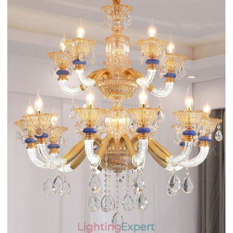 15 (10+5) Light Modern Contemporary Champagne Candle Chandelier with Crystal