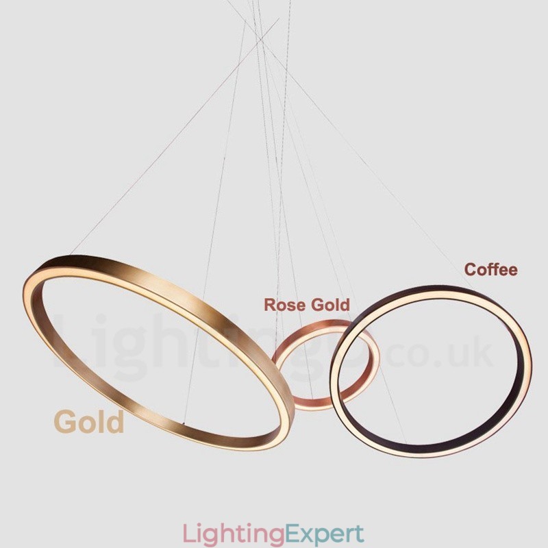 Wi Fi Smart Dimmable Gold Rose Gold Modern Contemporary 3 Rings Light Aluminum Alloy Pendant Light with Acrylic Shade