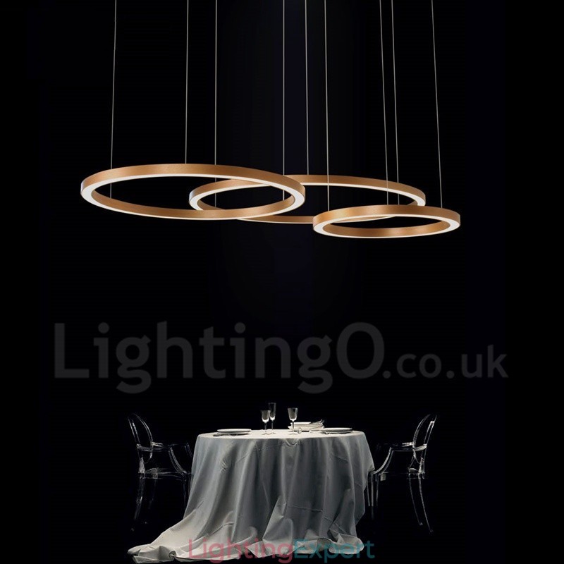 Wi Fi Smart Dimmable Gold Rose Gold Modern Contemporary 3 Rings Light Aluminum Alloy Pendant Light with Acrylic Shade
