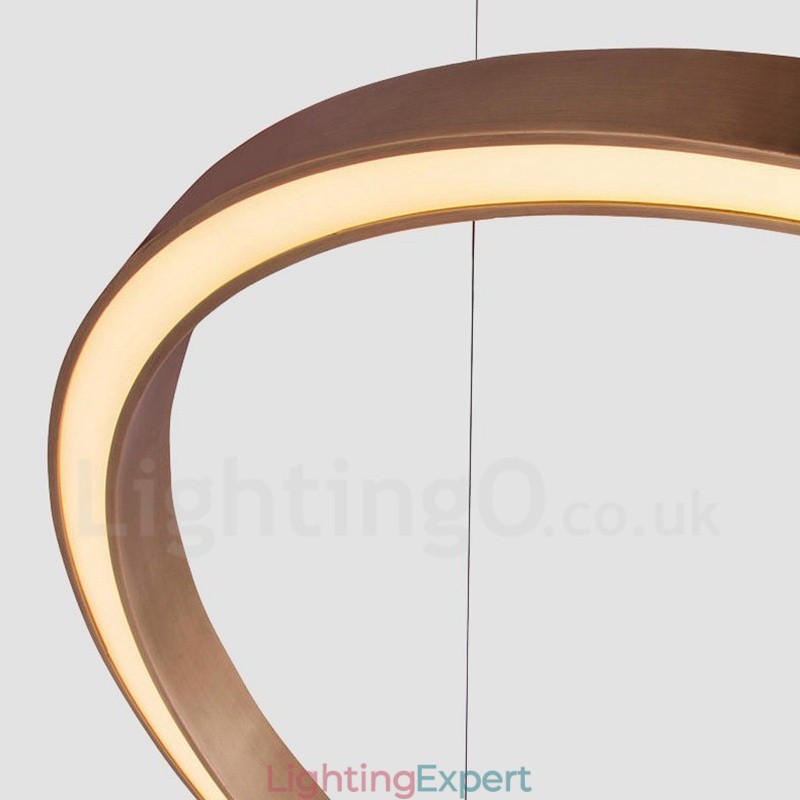 Wi Fi Smart Dimmable Gold Rose Gold Modern Contemporary 3 Rings Light Aluminum Alloy Pendant Light with Acrylic Shade