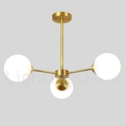 3 Light Pure Brass Northern Europe Bean Chandelier Modern Metal Molecules Pendant Light