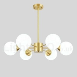6 Light Pure Brass Northern Europe Bean Chandelier Modern Metal Molecules Pendant Light