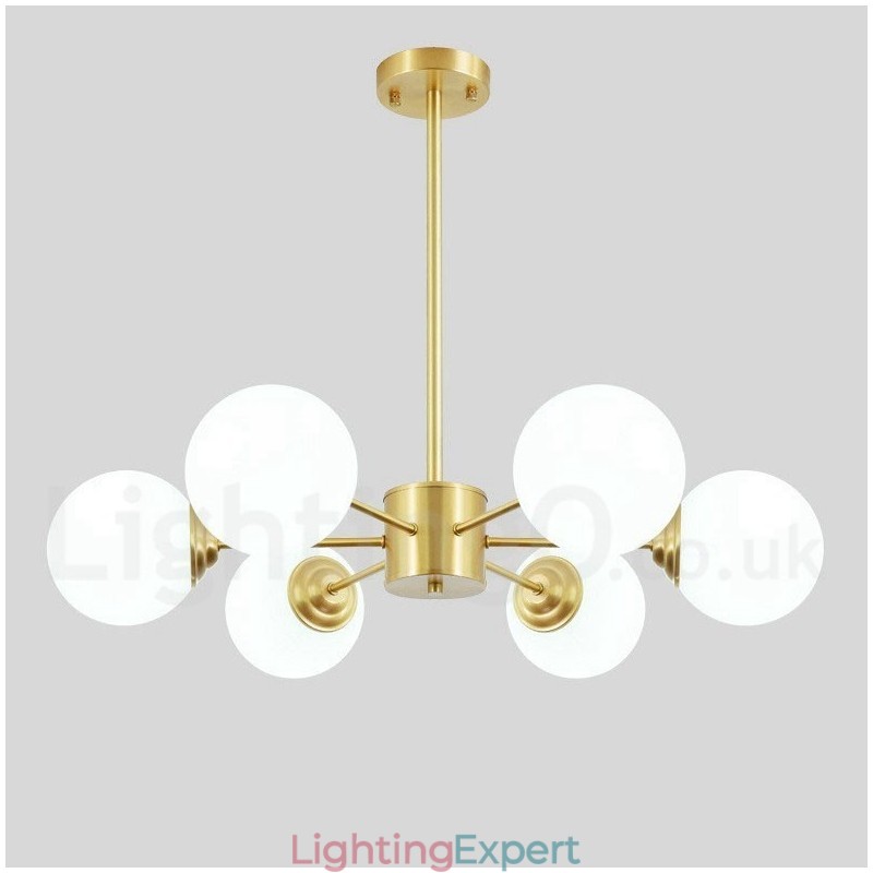 6 Light Pure Brass Northern Europe Bean Chandelier Modern Metal Molecules Pendant Light