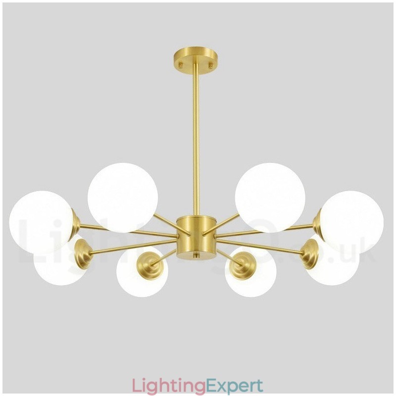 8 Light Pure Brass Northern Europe Bean Chandelier Modern Metal Molecules Pendant Light