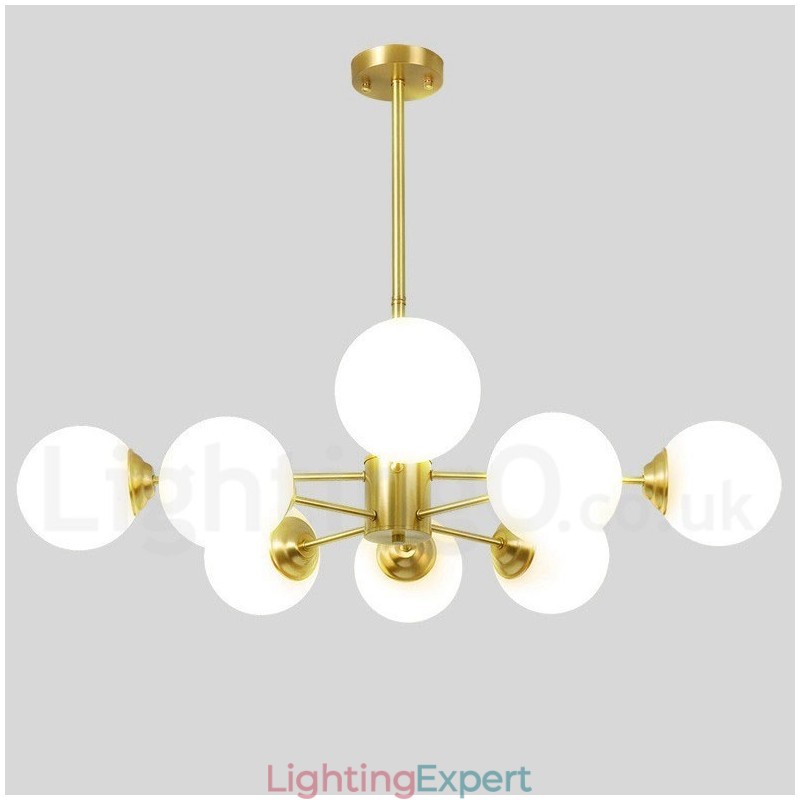 8 Light (4+4 Light) Two Tiers Pure Brass Northern Europe Bean Chandelier Modern Metal Molecules Pendant Light