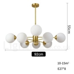 8 Light (4+4 Light) Two Tiers Pure Brass Northern Europe Bean Chandelier Modern Metal Molecules Pendant Light