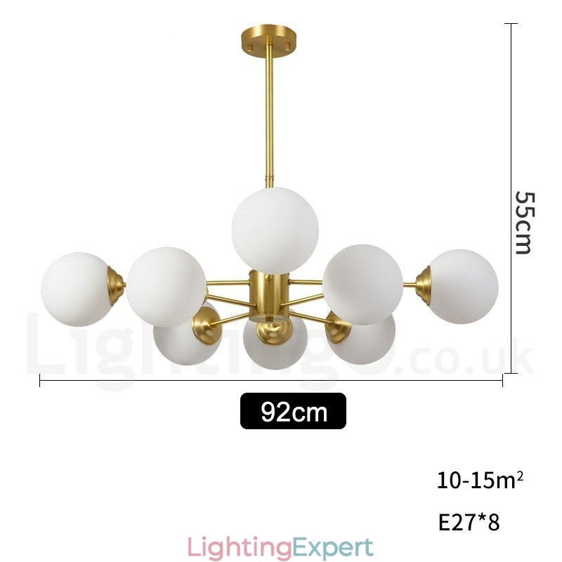 8 Light (4+4 Light) Two Tiers Pure Brass Northern Europe Bean Chandelier Modern Metal Molecules Pendant Light