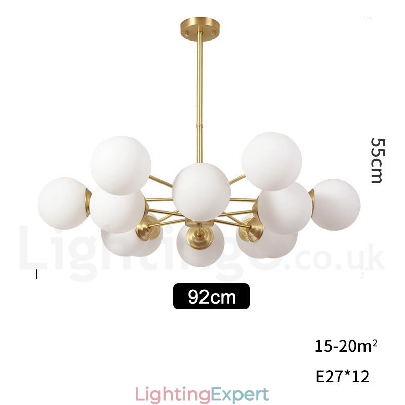 12 Light (6+6 Light) Two Tiers Pure Brass Northern Europe Bean Chandelier Modern Metal Molecules Pendant Light