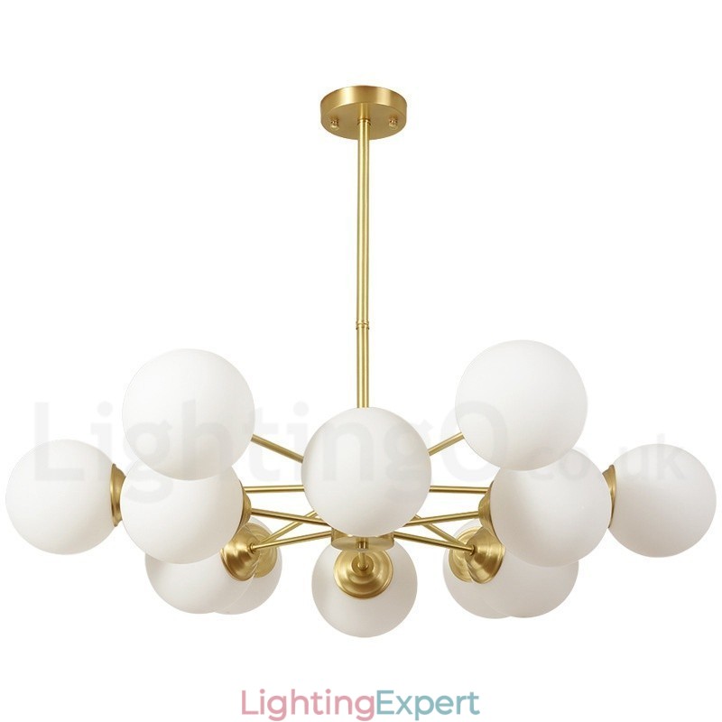 12 Light (6+6 Light) Two Tiers Pure Brass Northern Europe Bean Chandelier Modern Metal Molecules Pendant Light