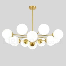 12 Light (8+4 Light) Two Tiers Pure Brass Northern Europe Bean Chandelier Modern Metal Molecules Pendant Light