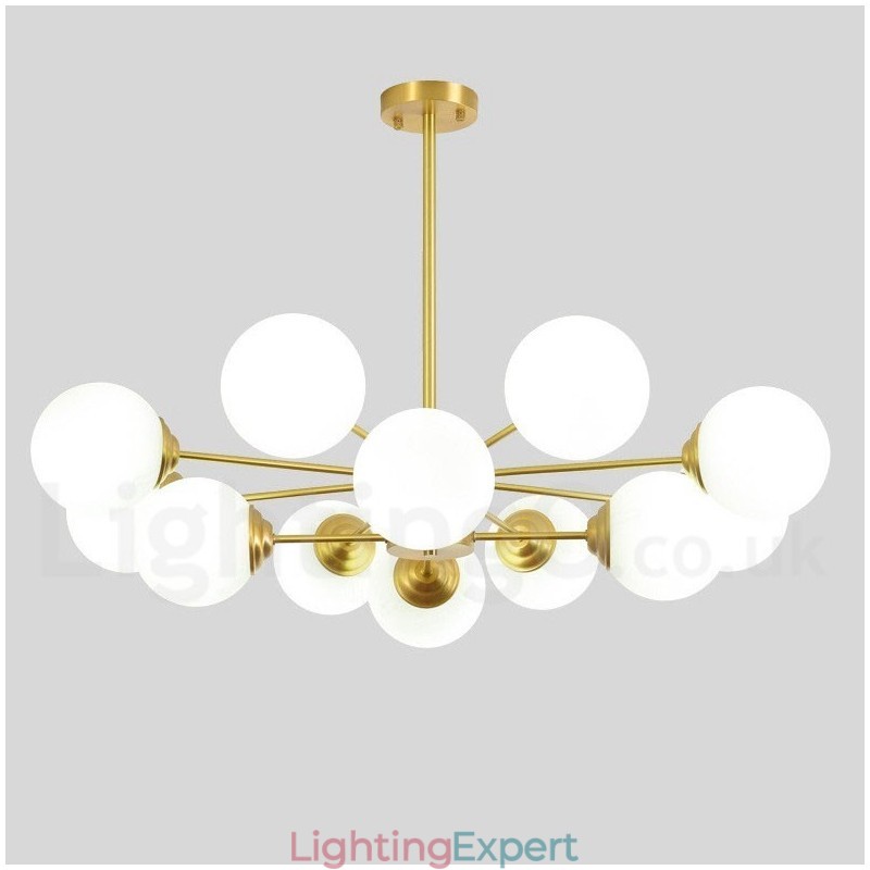 12 Light (8+4 Light) Two Tiers Pure Brass Northern Europe Bean Chandelier Modern Metal Molecules Pendant Light