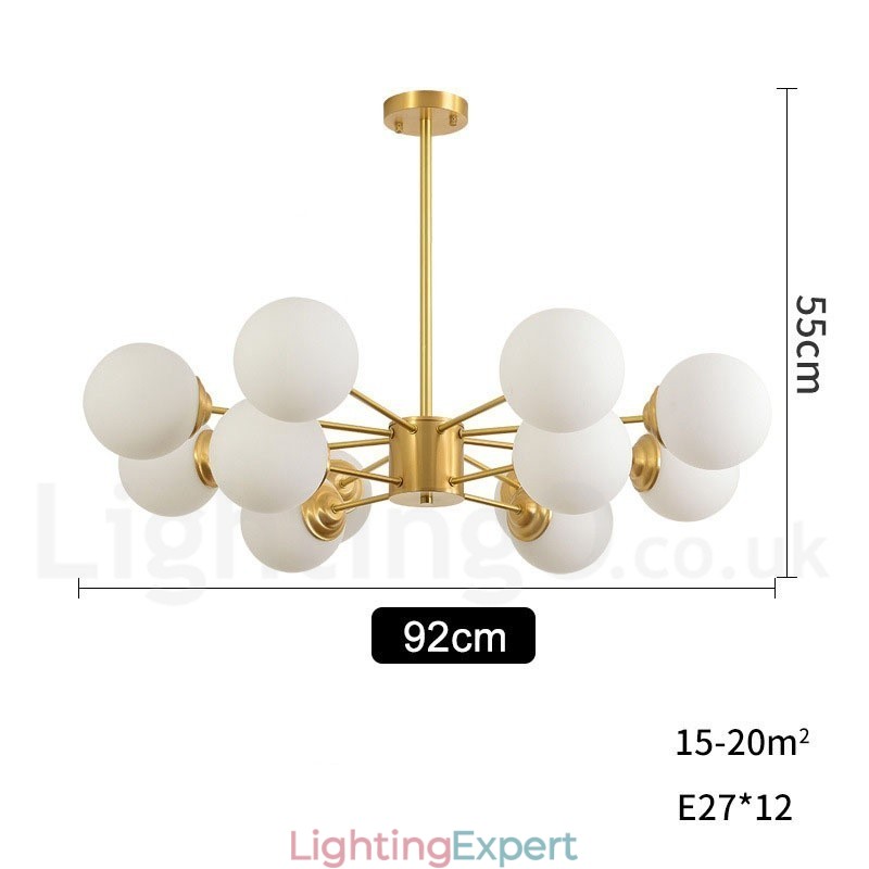 12 Light (8+4 Light) Two Tiers Pure Brass Northern Europe Bean Chandelier Modern Metal Molecules Pendant Light