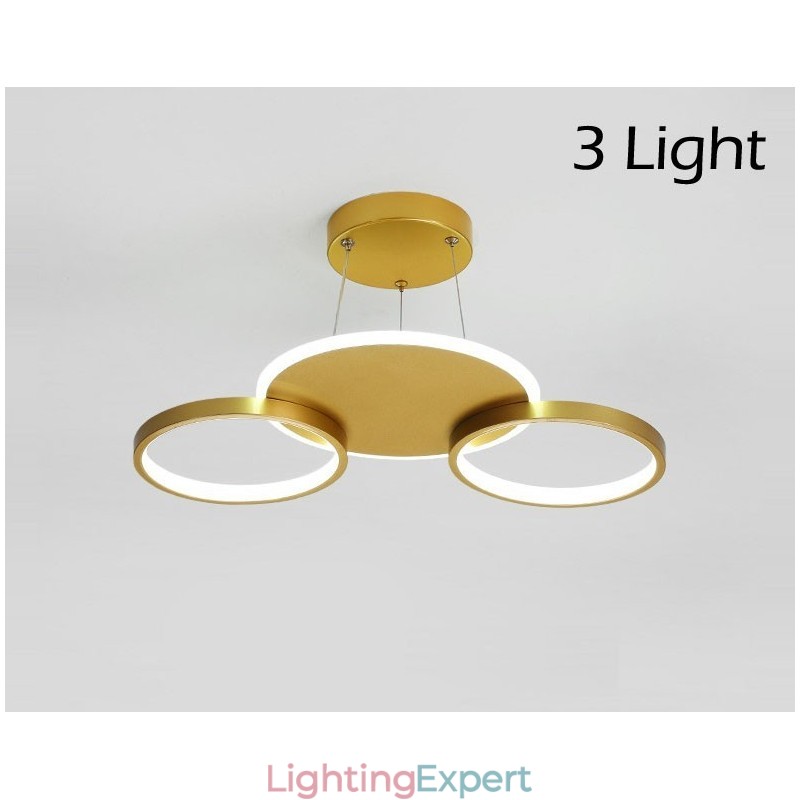 Gold Modern Contemporary Nordic Style Circle Ceiling Chandelier with Remote Control Also Can Be Used As Wall Light