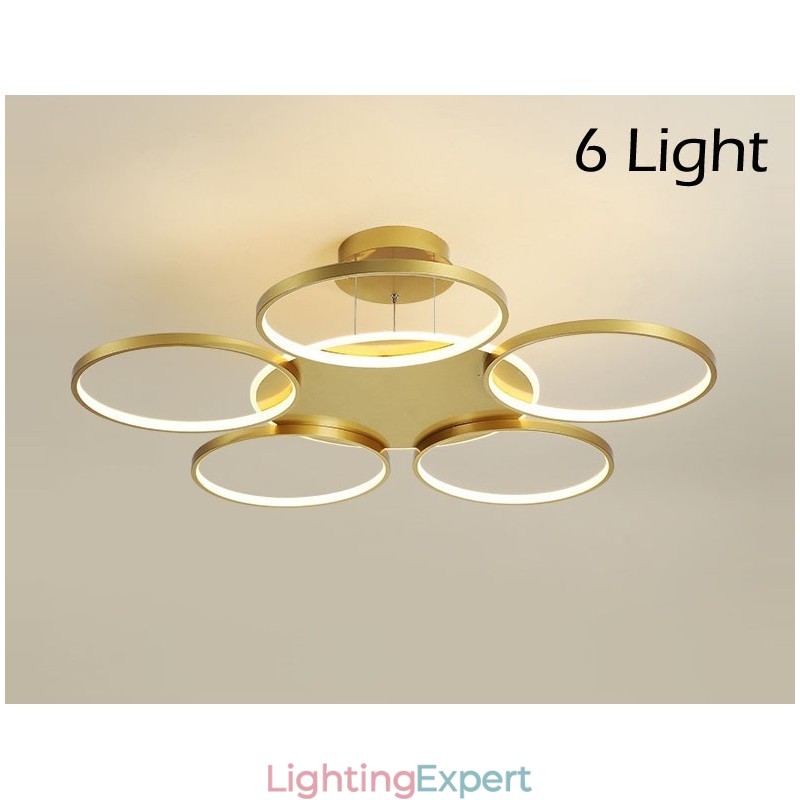 Gold Modern Contemporary Nordic Style Circle Ceiling Chandelier with Remote Control Also Can Be Used As Wall Light