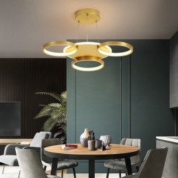 Gold Modern Contemporary Nordic Style Circle Ceiling Chandelier with Remote Control Also Can Be Used As Wall Light