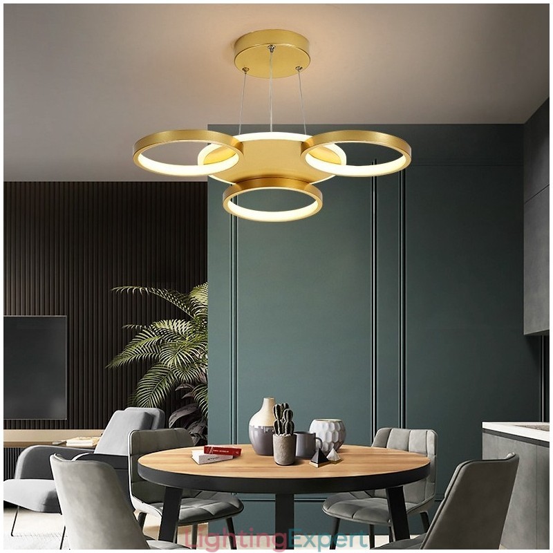Gold Modern Contemporary Nordic Style Circle Ceiling Chandelier with Remote Control Also Can Be Used As Wall Light