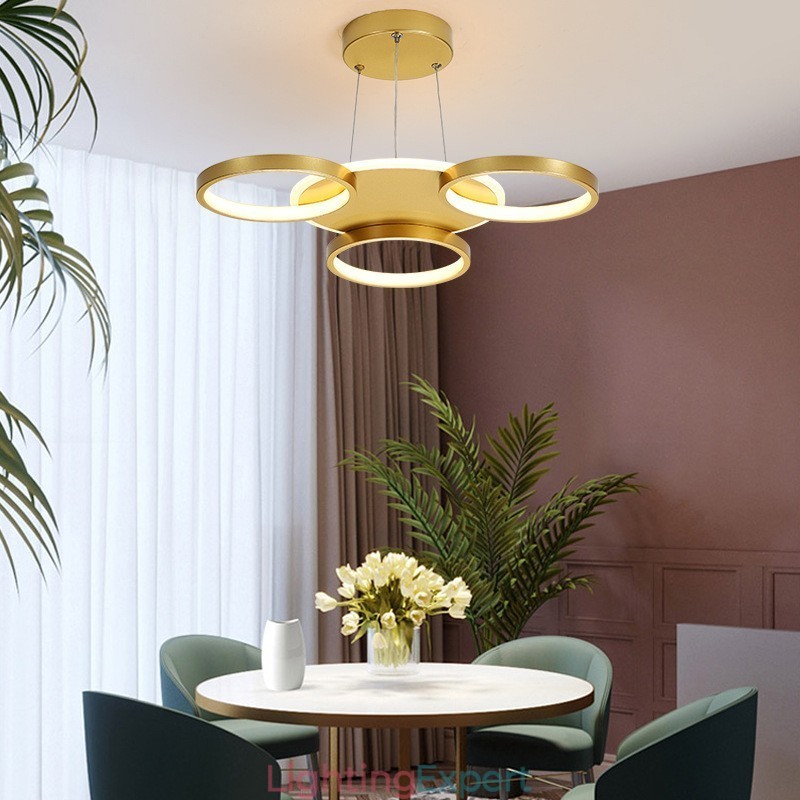 Gold Modern Contemporary Nordic Style Circle Ceiling Chandelier with Remote Control Also Can Be Used As Wall Light