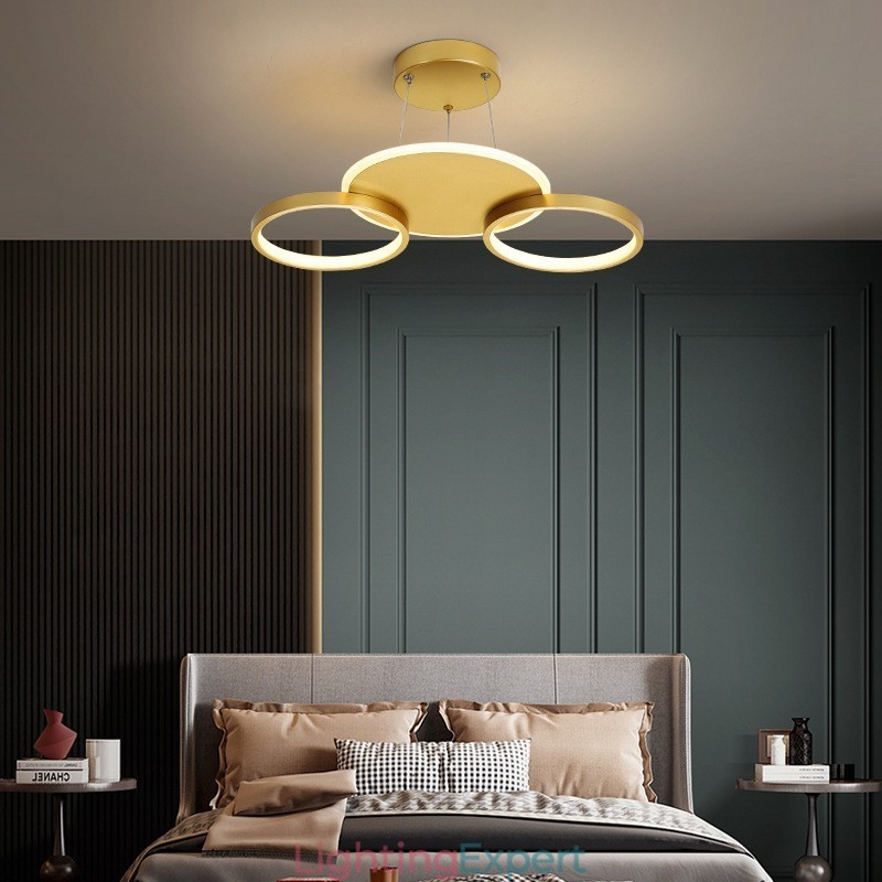 Gold Modern Contemporary Nordic Style Circle Ceiling Chandelier with Remote Control Also Can Be Used As Wall Light
