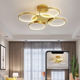Gold Modern Contemporary Nordic Style Circle Ceiling Chandelier with Remote Control Also Can Be Used As Wall Light