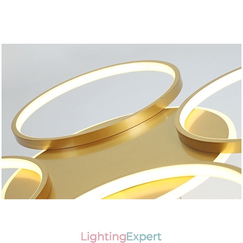 Gold Modern Contemporary Nordic Style Circle Ceiling Chandelier with Remote Control Also Can Be Used As Wall Light