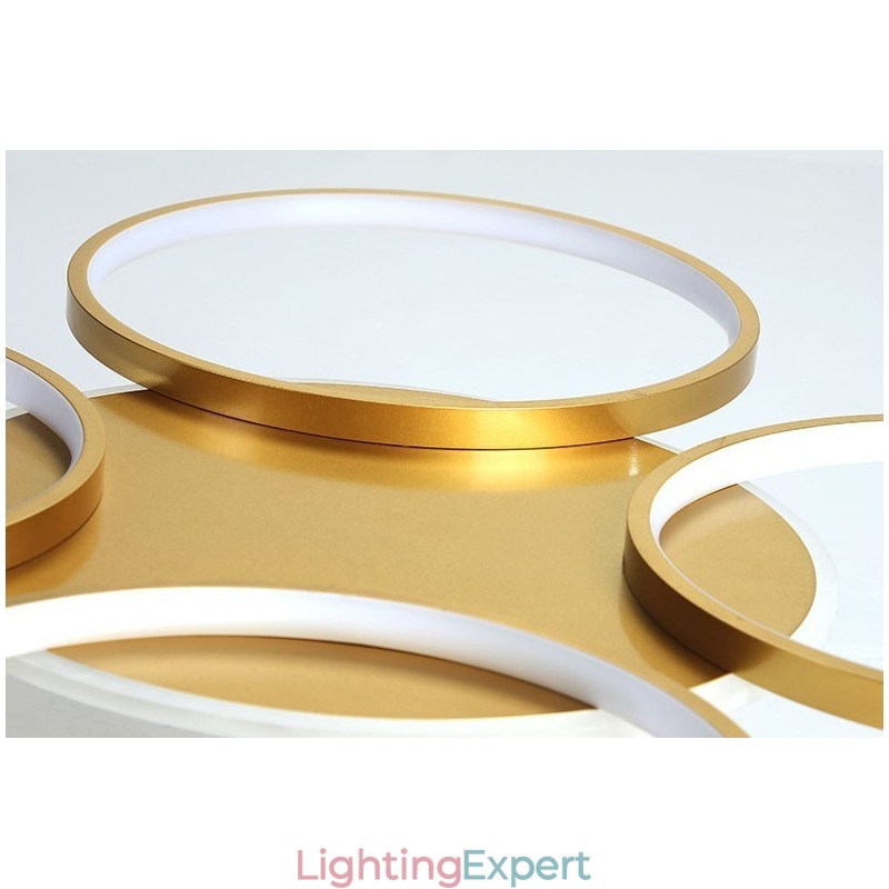 Gold Modern Contemporary Nordic Style Circle Ceiling Chandelier with Remote Control Also Can Be Used As Wall Light