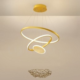 Three Circles Modern Design Three Rings Gold Pendant Light with Remote Control