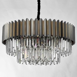 Luxury Postmodern Black and Gold Round K9 Crystal Pendant Chandelier Exhibition Hall