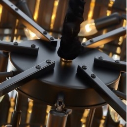 Luxury Postmodern Black and Gold Round K9 Crystal Pendant Chandelier Exhibition Hall