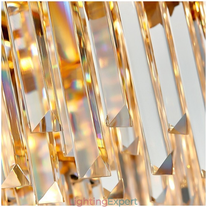 Luxury Postmodern Black and Gold Round K9 Crystal Pendant Chandelier