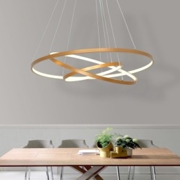 Dimmable Pendant Light with Remote Control Gold Modern Design Three Rings