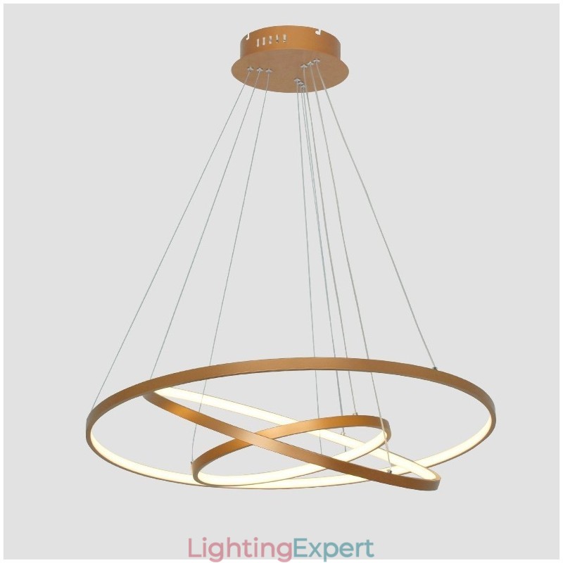 Dimmable Pendant Light with Remote Control Gold Modern Design Three Rings
