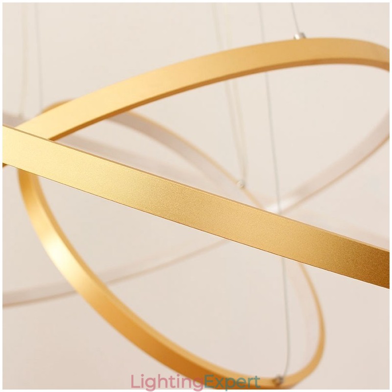 Dimmable Pendant Light with Remote Control Gold Modern Design Three Rings