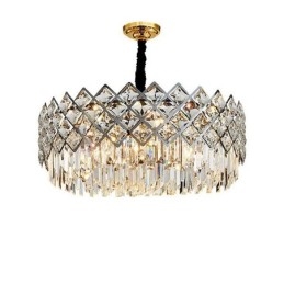 Luxury Postmodern Silver Round K9 Crystal Pendant Chandelier