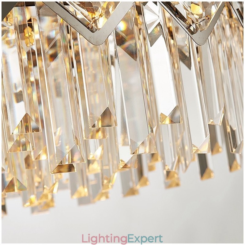 Luxury Postmodern Silver Round K9 Crystal Pendant Chandelier