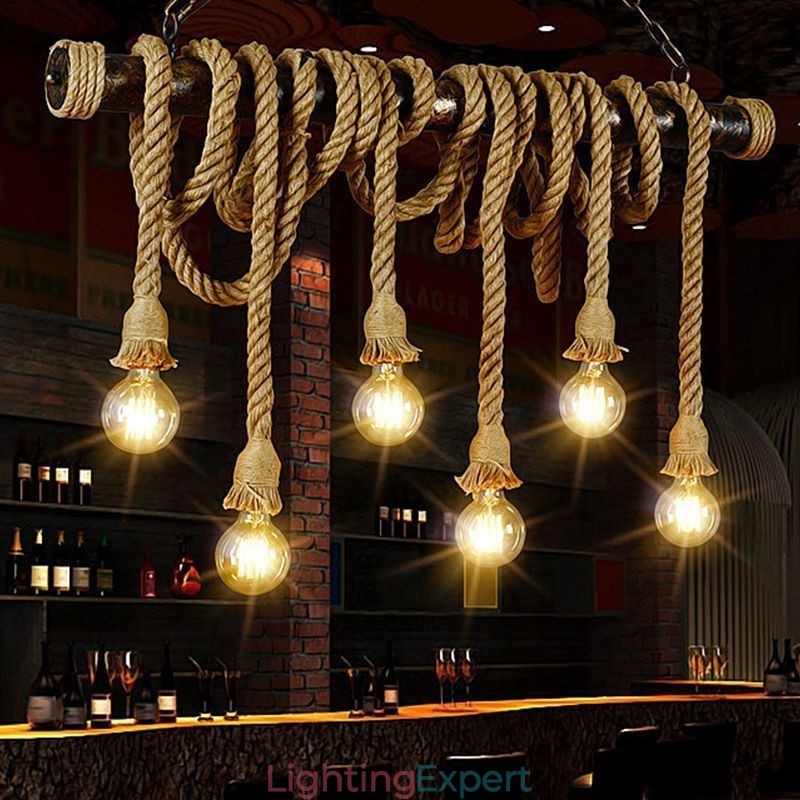 Vintage Traditional Classic Nordic Style Hemp Rope Chandelier