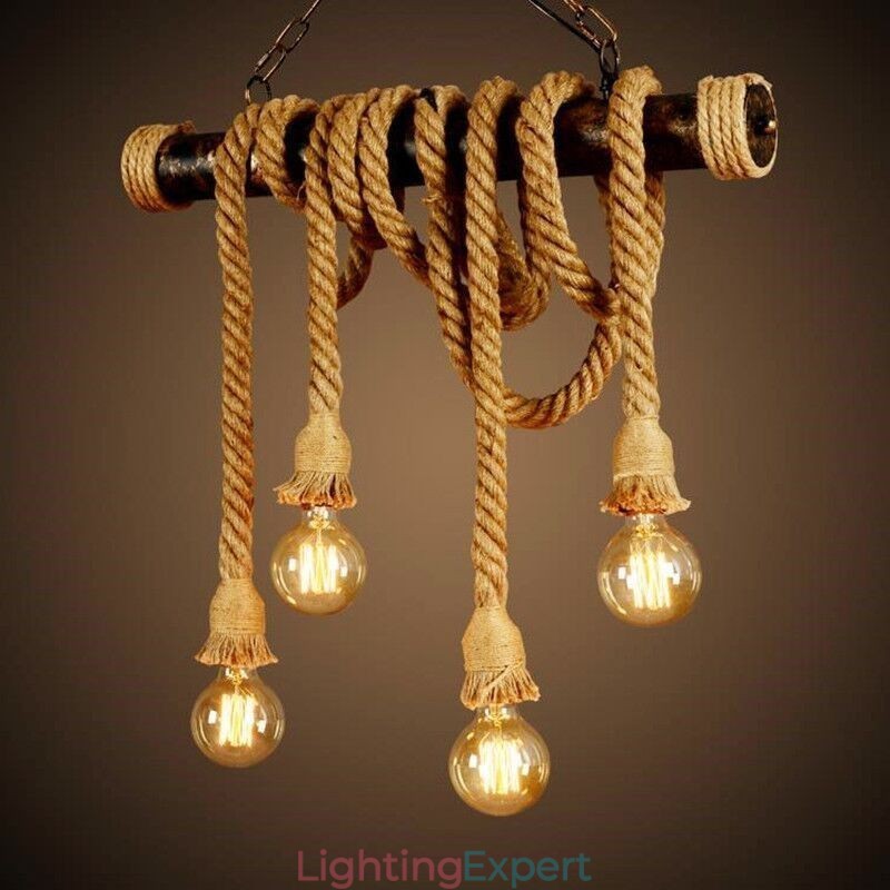 Vintage Traditional Classic Nordic Style Hemp Rope Chandelier