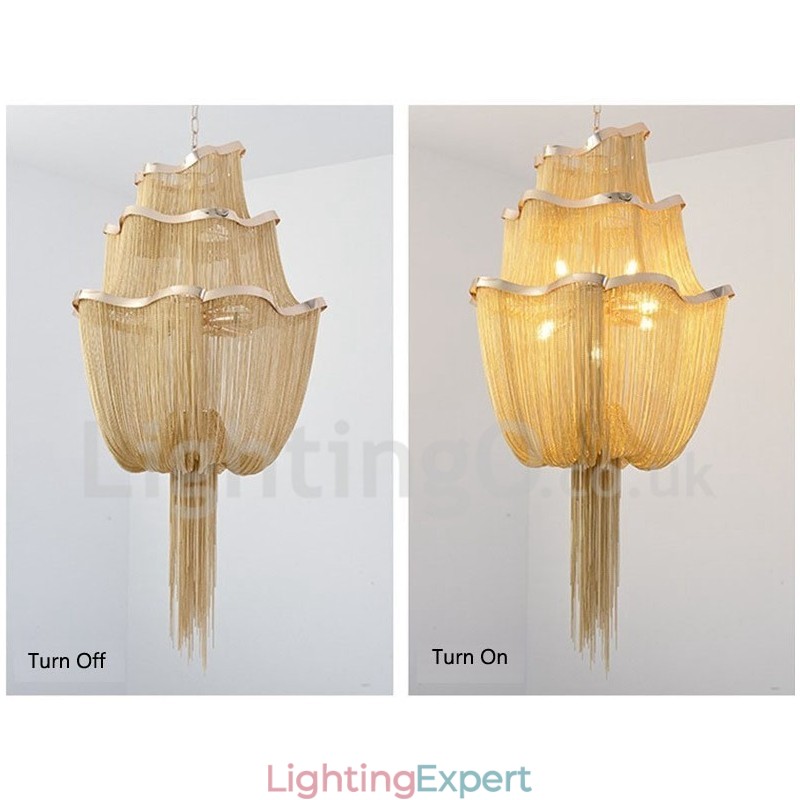 Tassels Chandelier Designer Pendant Light Silver Gold Colour